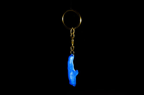 Ammersee Schl&uuml;sselanh&auml;nger 3D-Druck &ndash; Blau transluzent mit goldener Kette